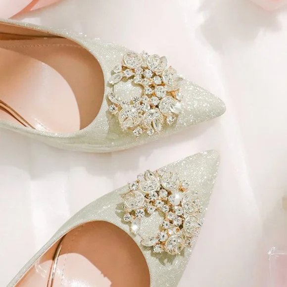 Diamond high -heeled shoe sequin pointed fine heel single shoes - Picture 3 of 6